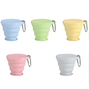 1pc collapsible water cup Portable mother and baby food grade silicone high temperature resistant cup extendable compression mini travel cup