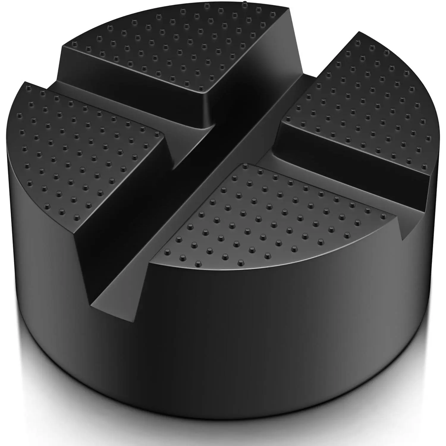 Upgraded Pinch Weld Jack Pad, Floor Jack Accessory with 2-Depth X-Grooves (0.4 in & 3/4” Deep), 3.9 in Diameter, Thick Sturdy Grippy Rubber, Adds Protection for Vehicles, 3.9x3.9x1.8 in Size, 0.4 Inch Deep