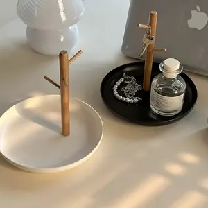 1pc Nordic Entryway Desktop Storage Tray, Door Key Jewelry Hanger Perfume Storage Tray, Coffee Table Miscellaneous Storage Box, Bamboo Organizer, Used for Home Room Living Room Office Decoration (Non-Food Contact)