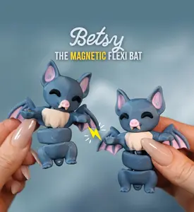 3D Printed Flexi Bat Keychain | Articulated Animal Toy | Betsy the Bat