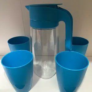 1.7L Pitcher with Blue Lid + 4 Tumblers Floresta  (525ML)