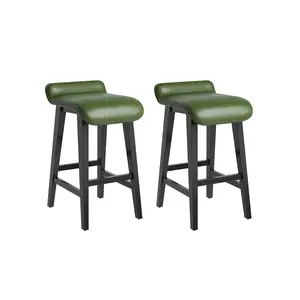 Bar Stools Set of 2/4, Counter Height Bar Stools with Low Back and Footrest, Wood Frame, PU Leather Upholstered Seat, Barstools Set for Kitchen Islands