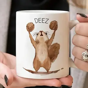 Deez Nuts Funny Squirrel Mug Gag Gift for Him, Her, Best Friend, Coworker 11oz Coffee Cup Funny Animal Pun Gift