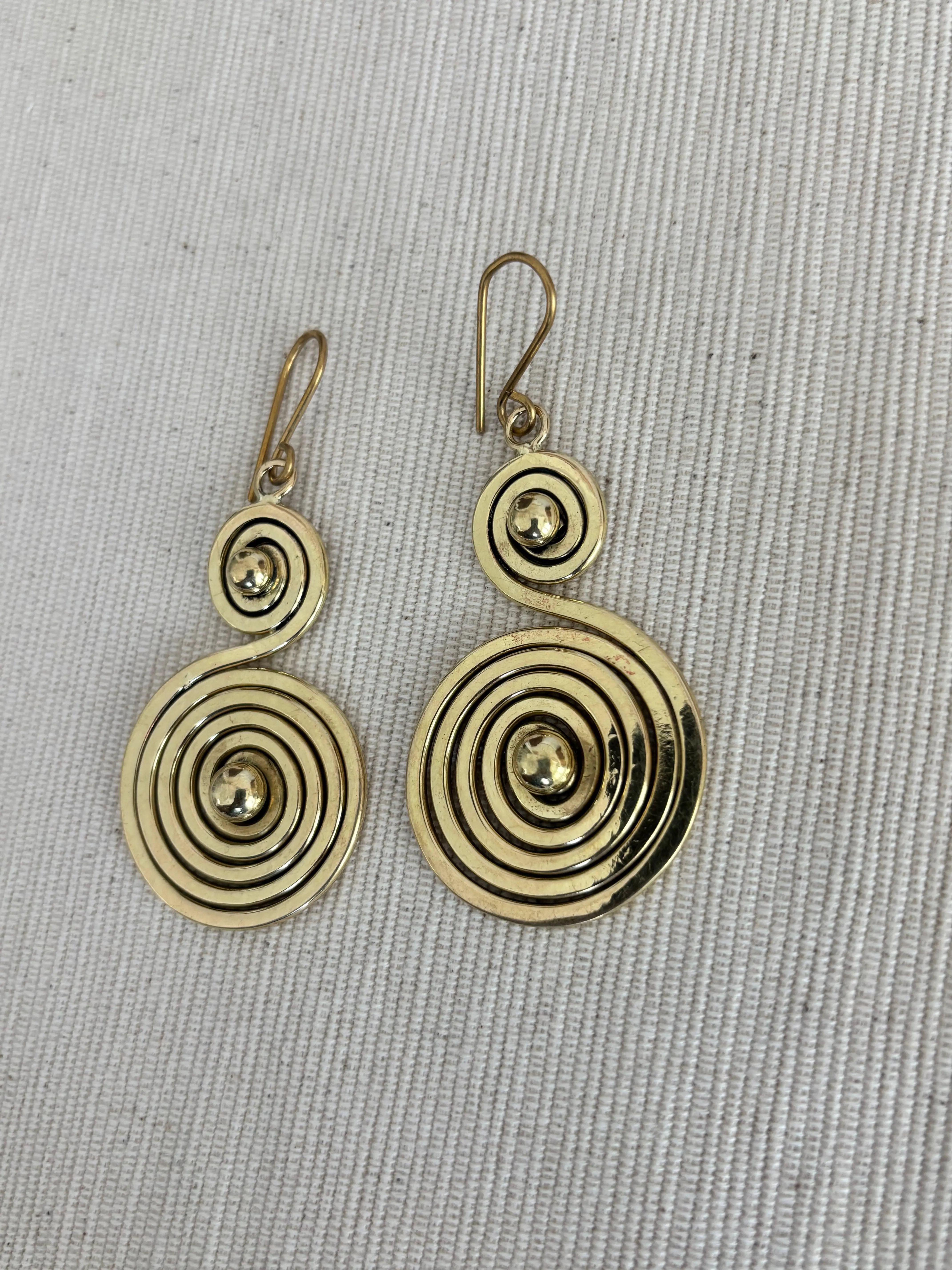 Mduara Spiral Brass Earrings