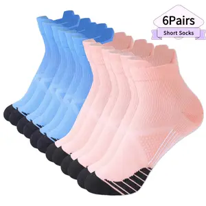 6 Pairs Low Cut Compression Socks for Men & Women, Soft, Breathable, Moisture-Wicking, Cushioned, Arch Support, Athletic Support for Running, Walking, Sports & Daily Wear