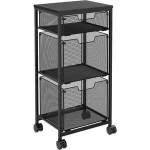 Rolling Cart with 2L+1S Drawers, Cart on Wheels with Wooden Top, Craft Art Organizer Cart for Classroom, Office, Home