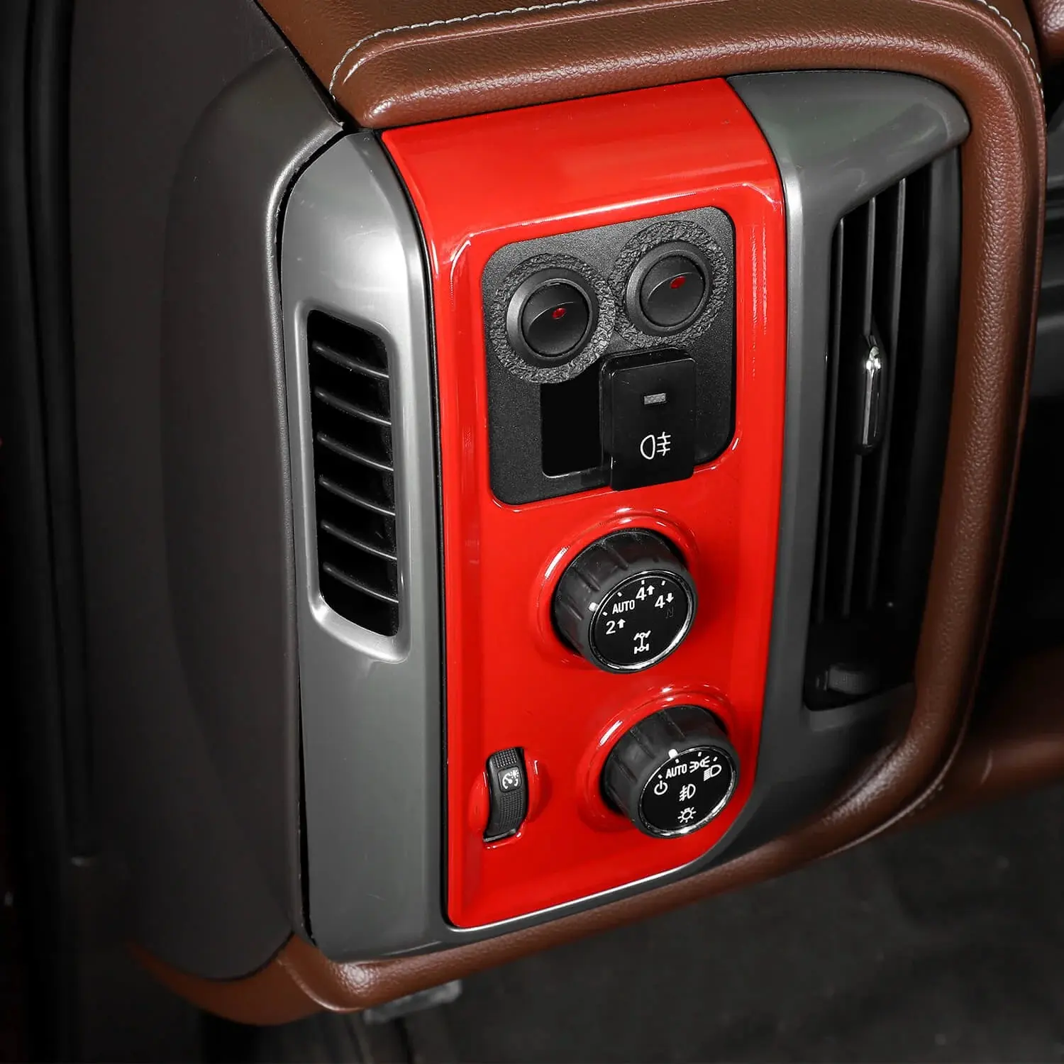 ABS Dashboard Cover Trim & Headlight Switch Panel Interior Sticker for Chevy Silverado & GMC Sierra 2014-2018 Trucks, Laser Cut Fit, UV-Resistant, Scratch Protection, DIY Installation Chevy/GMC Truck Automotive Interior Accessory