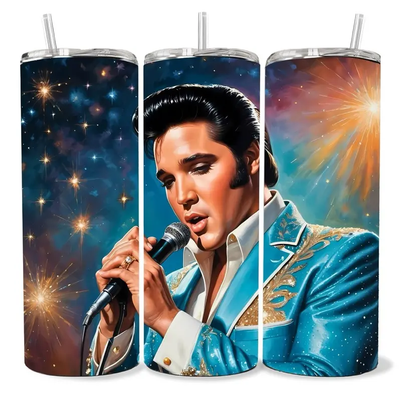 Elvis 20 oz Tumbler - BPA Free, Stainless Steel, Leak Proof, Clear Lid, Includes Straw