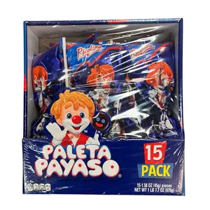 Ricolino Paleta Payaso Marshmallow Lollipop (15 ct.) Soft Flavor Sweet Candy Snack Bonbon Candies