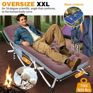 XXL Oversized Camping Cot with a 32-Inch Width, Featuring a Comfortable Mattress. Extra Wide Sleeping Cots for Camping Gear And Equipment. Heavy-Duty Folding Cot with Carry Bag, Portable for Adults Solely. Essential Outdoor Travel Furniture