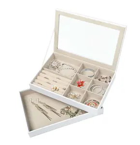 Hives & Honey Jaclyn Stackable Jewelry Trays 2-Pieces with Anti-Tarnish Lining and Flip-Top Closures jewelry organizer