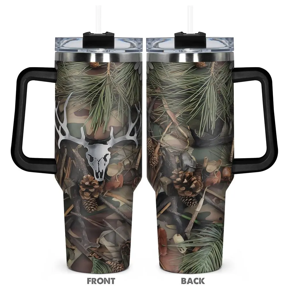 Camo Pattern Tumbler, 1 Count 40oz Stainless Steel Insulated and Durable Water Bottle with Lid, Birthday Gift for Friend