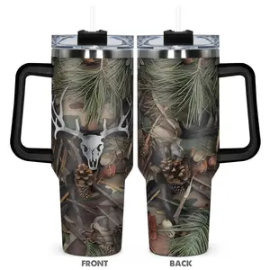 Camo Pattern Tumbler, 1 Count 40oz Stainless Steel Insulated and Durable Water Bottle with Lid, Birthday Gift for Friend