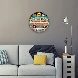 8x8 Inch Aluminum Wall Art Decor Vintage Bohemian Van with Animal Design and Inspirational Quote for Living Room Bedroom Bar Cafe Office Dorm