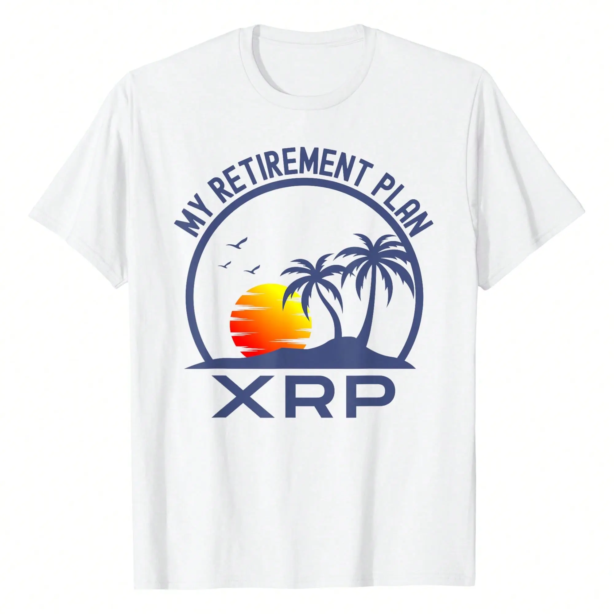 Men's Regular Fit 100% Cotton Casual XRP Crypto Print T-Shirt - Menswear, Short Sleeve Crewneck, My Retirement Plan Graphic, Funny Investor Gift Top, Hem, Round Neck, Lightweight, Pure Cotton T-Shirts, Crew Neck, Graphic Print, Athletic, Preppy