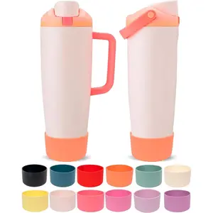 Silicone Sleeve for Owala 30oz and 40oz FreeSip Sway Water Bottles and Tumblers - Non-Slip, Scratch-Resistant, Enhanced Stability, 12 Colors Available (Nectarine Orange): Sports Outdoor Drinkware Mug