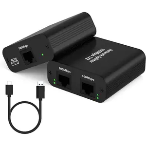 Ethernet Splitter 1 to 2 Out, 100Mbps Internet Splitter Adapter with USB Power Cable, RJ45 Ethernet Splitter for Cat5/5e/6/7 Cable Support 2 Devices Simultaneously Networking