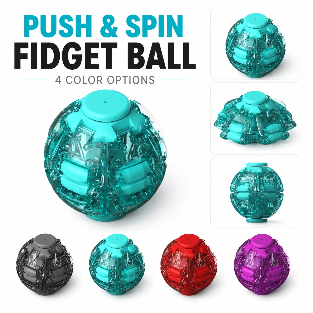 Upgraded 3D Printed Fidget Ball Toy, Smooth Spinning Sensory Gyro Toy, Stress Relief Desk Gadget, Anxiety Relief Fidget Spinner, Portable Handheld Fidget Gyro Toy  for Kids, Teens and Adults, Christmas/Halloween/Birthday Gifts