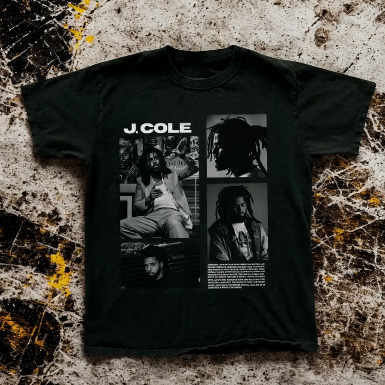 [ On Sale 55% ] J. Co Photo Collage Graphic Black Cotton Tee Y2K Streetwear Top - Hip Hop Music Merchandise Retro Apparel Casual Outfit