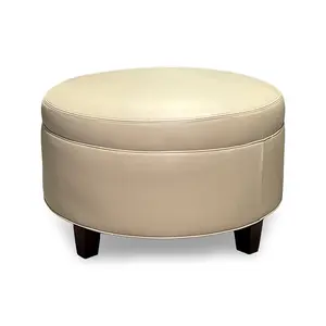 Harper Round Leather Ottoman