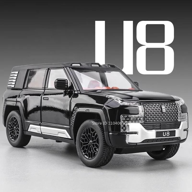 1:24 BYD Wuling U8 Model SUV Car Toy Alloy Die-cast Pull-back 6 Doors Openable Sound Light Off-road Vehicle Boy Gift