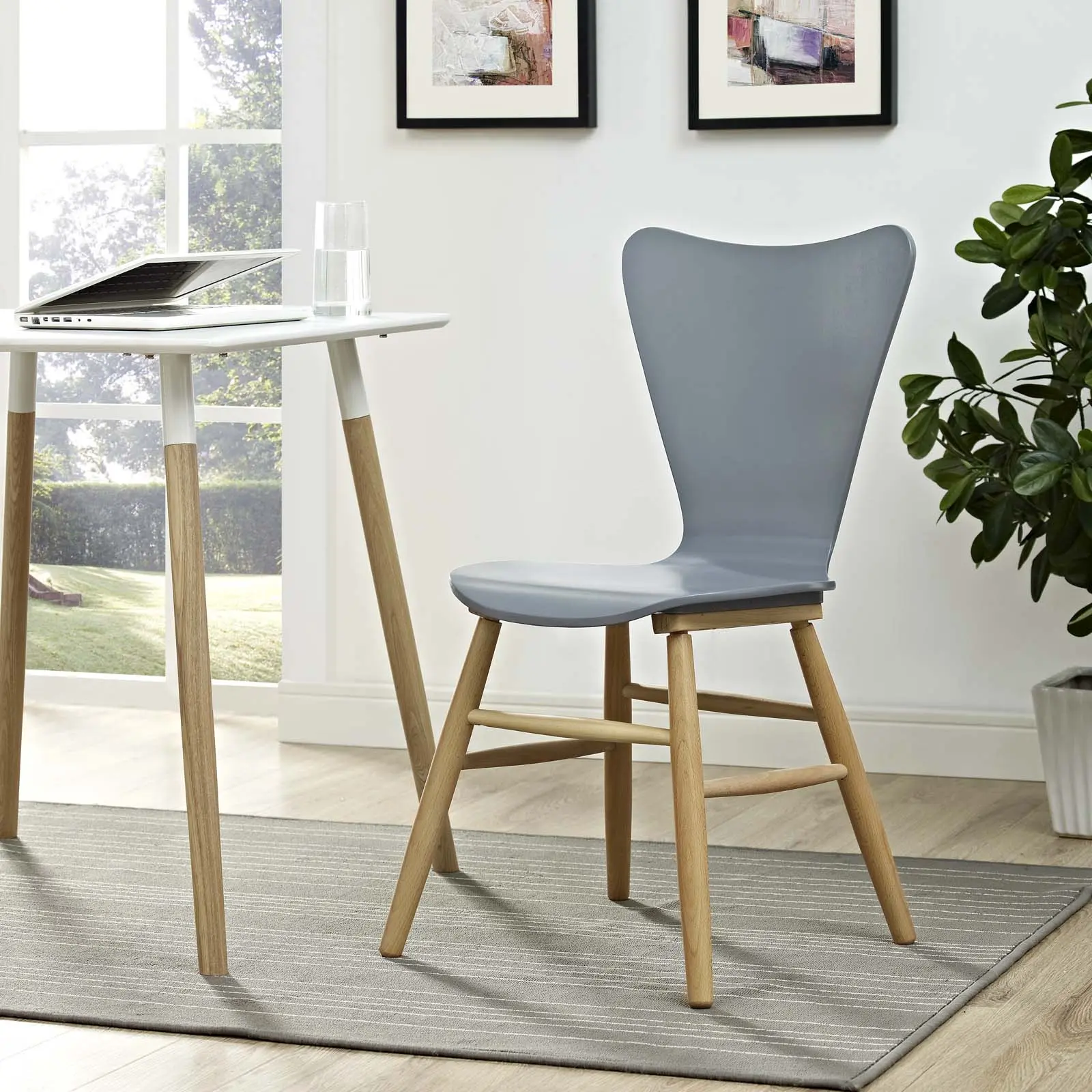 Modway Cascade Wood Dining Chair in Gray