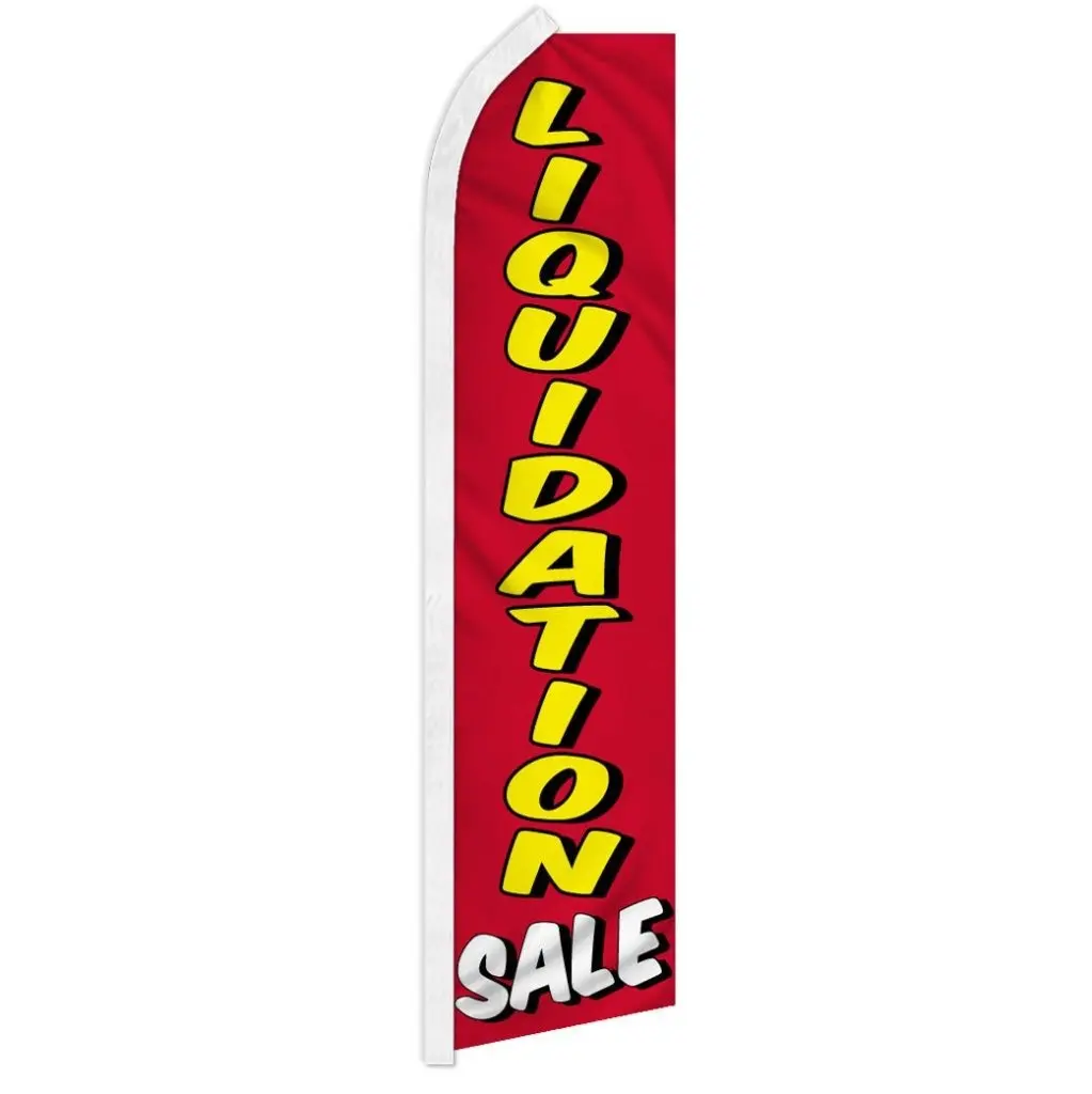 11.5x2.5ft Synthetic Windproof Polyester Advertising Super Flag, Curved Edge Backdrop Banner for Liquidation Sales, All Ages Home & Festive Party Supplies (140kg Load Capacity)