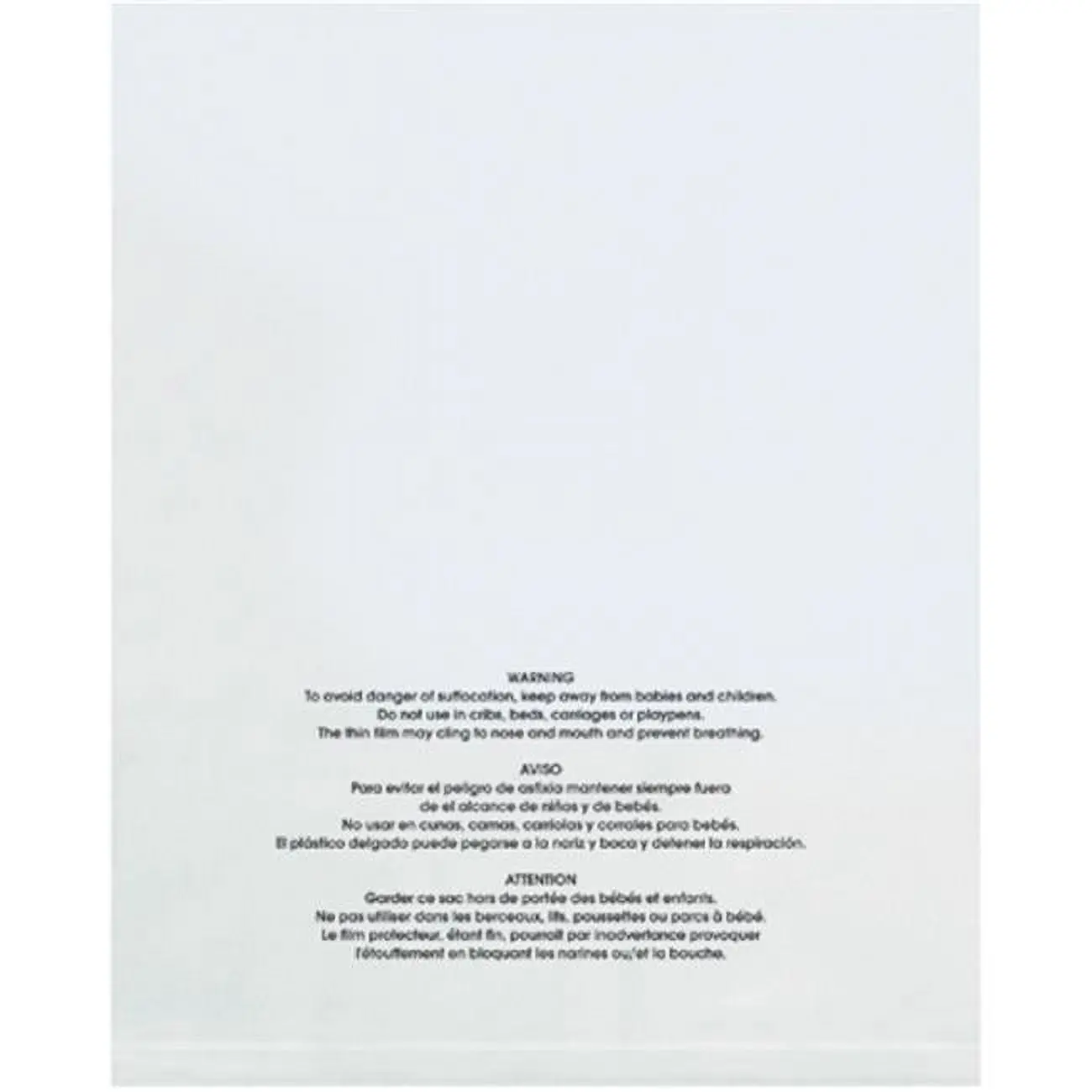 Box Partners PBM14202 Flat Poly Bags - 14" W X 20" L, 2 Mil, 1000-Count Packaged Set, Children-Safe with Multilingual Warn Safety Alert Printed Labels (English, Spanish, French), Flat Bag
