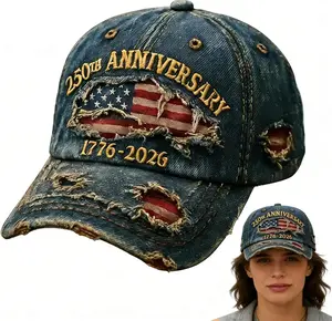 USA 250th Anniversary Distressed Baseball Cap – 1776-2026 Commemorative Hat, American Patriot & Veteran Tribute Gift, Casual Adjustable Cap for Men & Women (Blue)
