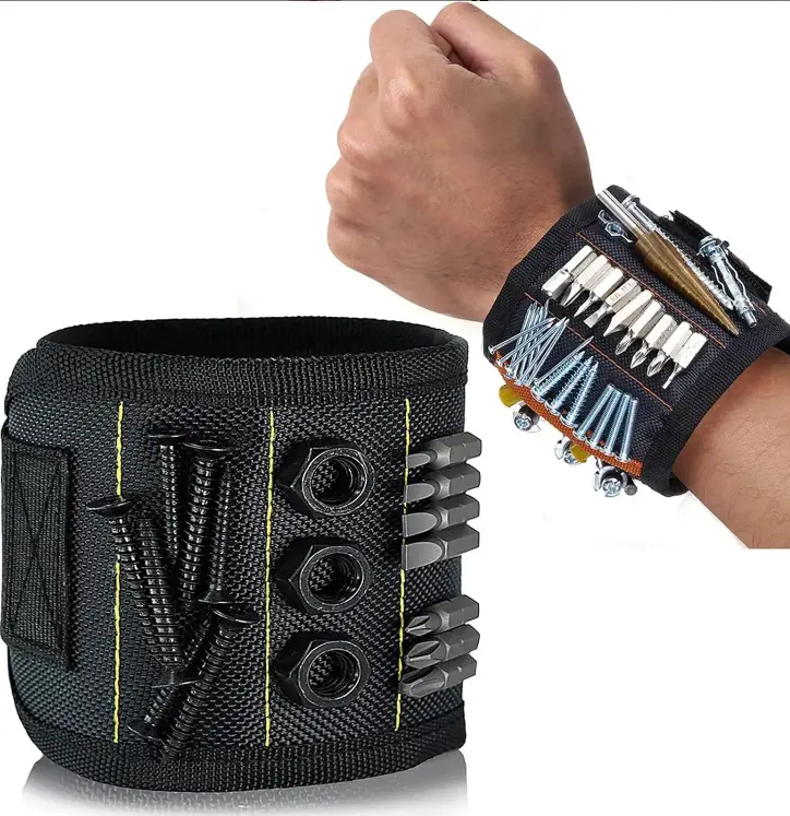 Magnetic Tool Holder for Men,Magnetic DIY Tool Wristband for Holding Screws Nails Drill,Lightweight Powerful Magnets for Dad Husband Handyman,Blue&Black