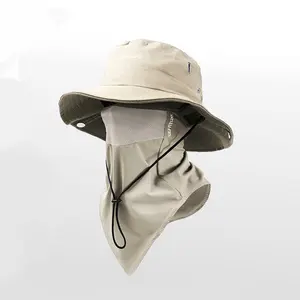 BIGWIG Unisex Sun Protection Hat with Neck Flap, Wide Brim Bucket Hat, Detachable Face Mask, Foldable Brim, Outdoor Sun Hat, Breathable Drawstring Closure, Fishing Hat, Suitable for Camping, Hiking, and Gardening Large Capacity Style Messenger Bag
