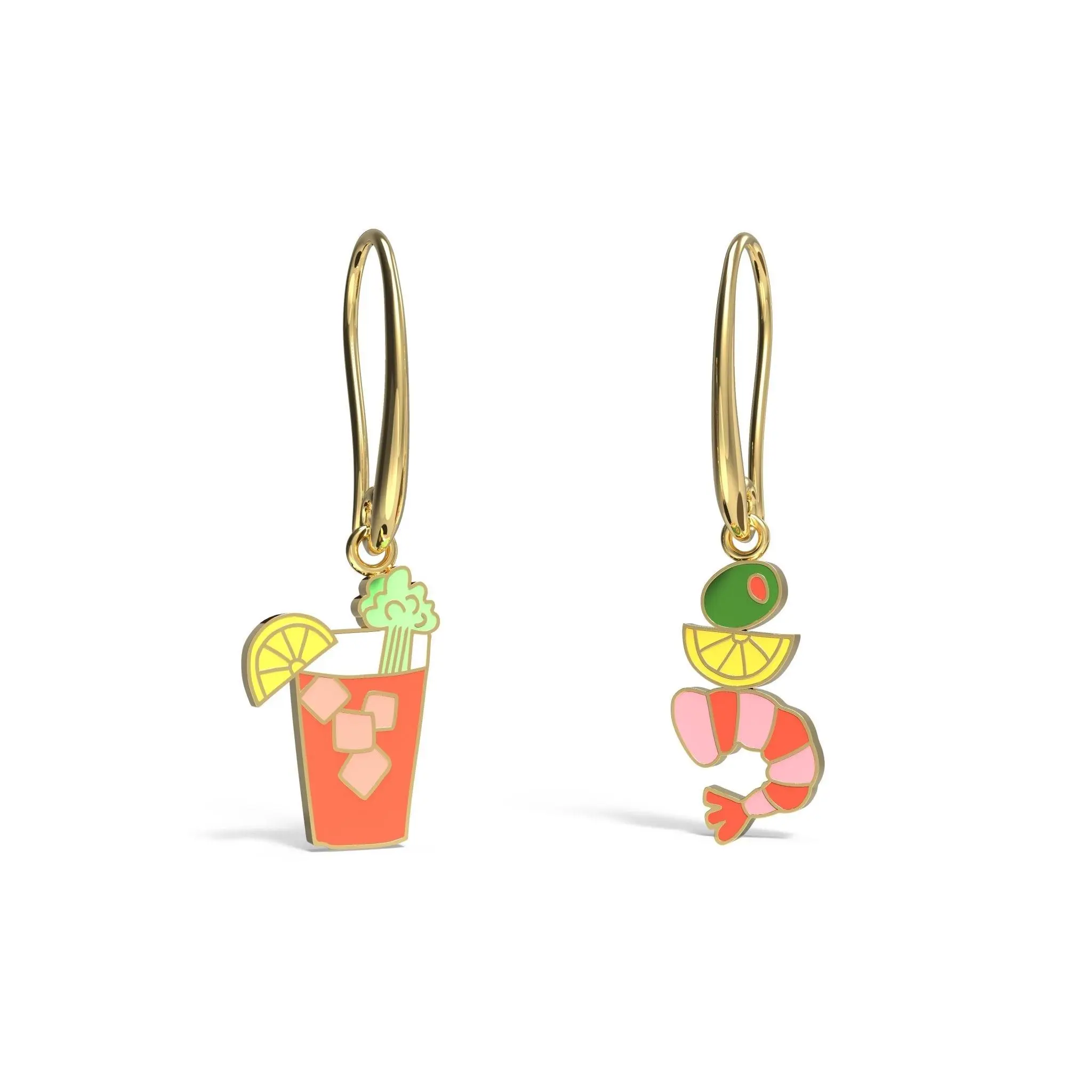 Bloody Mary and Shrimp Drop Earrings