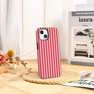 Trendy Red and Pink Stripes Initials Phone Case for iPhone 16 15 14 Pro Max, iPhone 16e iPhone 13 12 Mini SE Pro XR XS iPhone 15 Tough Cover gift for her men's cool gadgets iphone 17 pro max cases girls
