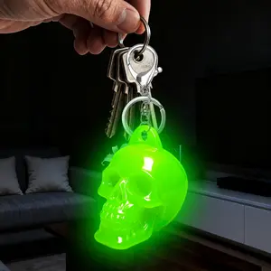 3D Skull Glow-In-The-Dark Lightweight Keychain Pendant, Luminous Skeleton Accessory for Bags & Keys, Unique Halloween Party Favor Gift