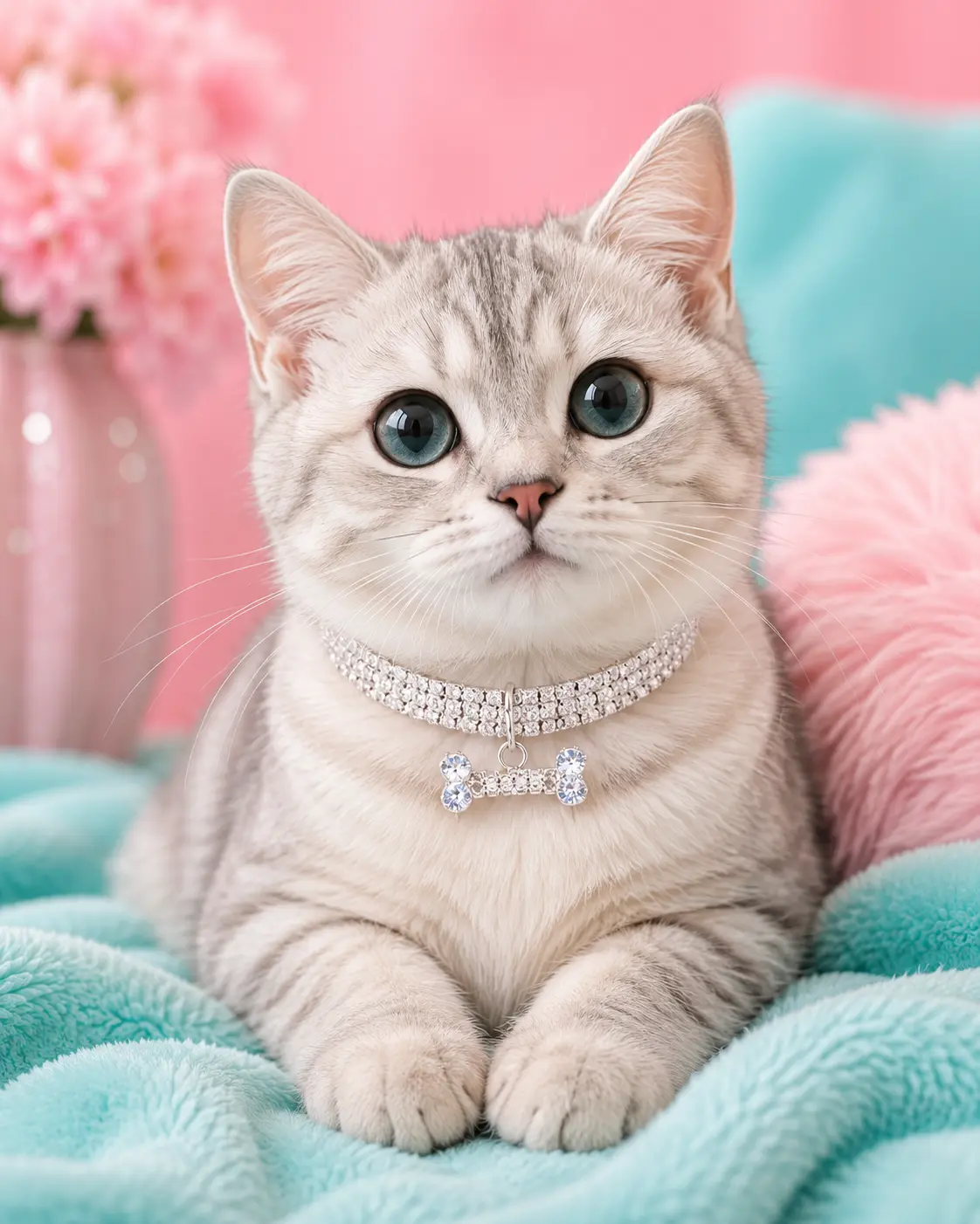 CAT and DOG Diamonds Zircon Bone Necklace High end Fancy gold /silver /Rose gold