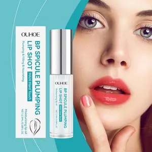 OUHOE Plumping Lip Shot, 24H Deep Hydration Lip Plumper Oil - Instant Volumizing with Peptide Complex, Non-Irritating (No Parabens/Mineral Oil/Synthetic Fragrances), Great for Office, Travel & Night Use