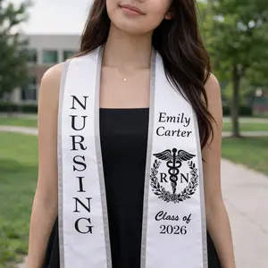 Custom Dual Flag Graduation Stole Personalized Name School Year, Class of 2026 Cultural Sash, Unique Senior Gift for Ceremony Outfit