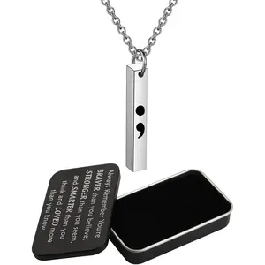 Depression Awareness Necklace Depression Relief Gift Anxiety Suicide Awareness Mental Health Inspirational Gift Semicolon Bar Necklace