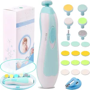Baby Nail Trimmer Electric Nail File Baby Nail Clippers, Safe Nail Filer Grinder Kit for Newborn Infant Toddler Kids or Adults Toes Fingernails Care Trim Polish, with Led Light and 10 Grinding Heads