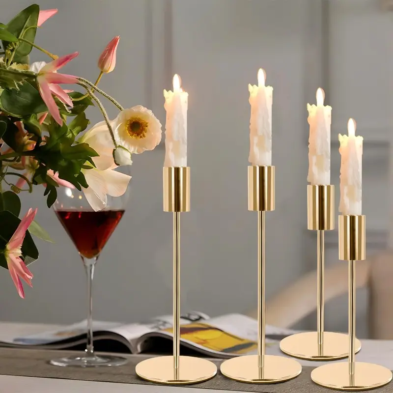 Metal Candlestick Holder Set, 6-Piece Candelabra, Three Sizes (22/26.5/31.5 Cm), Fits 2.3 Cm Conical Candles, Home Decor, Decoration Items, Candle Stand