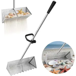 Sand Scoop for Detecting Stainless Sand Sifter Shovel 52.4in Long Handle Sand Scoop with Shovel for Detecting Sand Sifter for The Beach Sand Flea Rake for Beach
