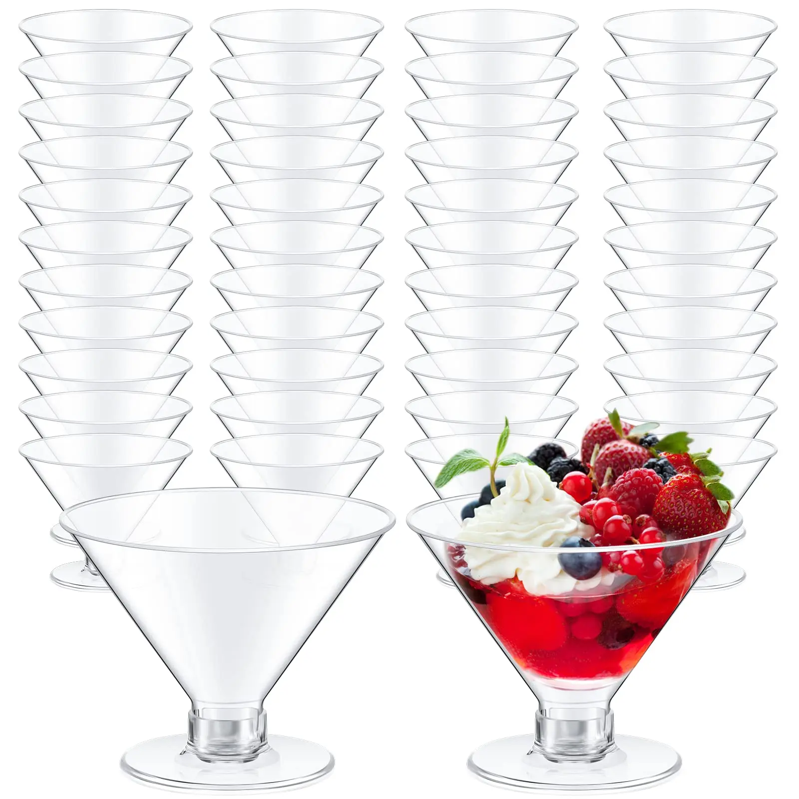 24 Pcs Plastic Martini Glasses Disposable 2oz 5oz 7oz Clear Cocktail Dessert Parfait Glasses Unbreakable Mini Martini Cups for Wedding Party Bowl Wine Ice Cream (5 oz)