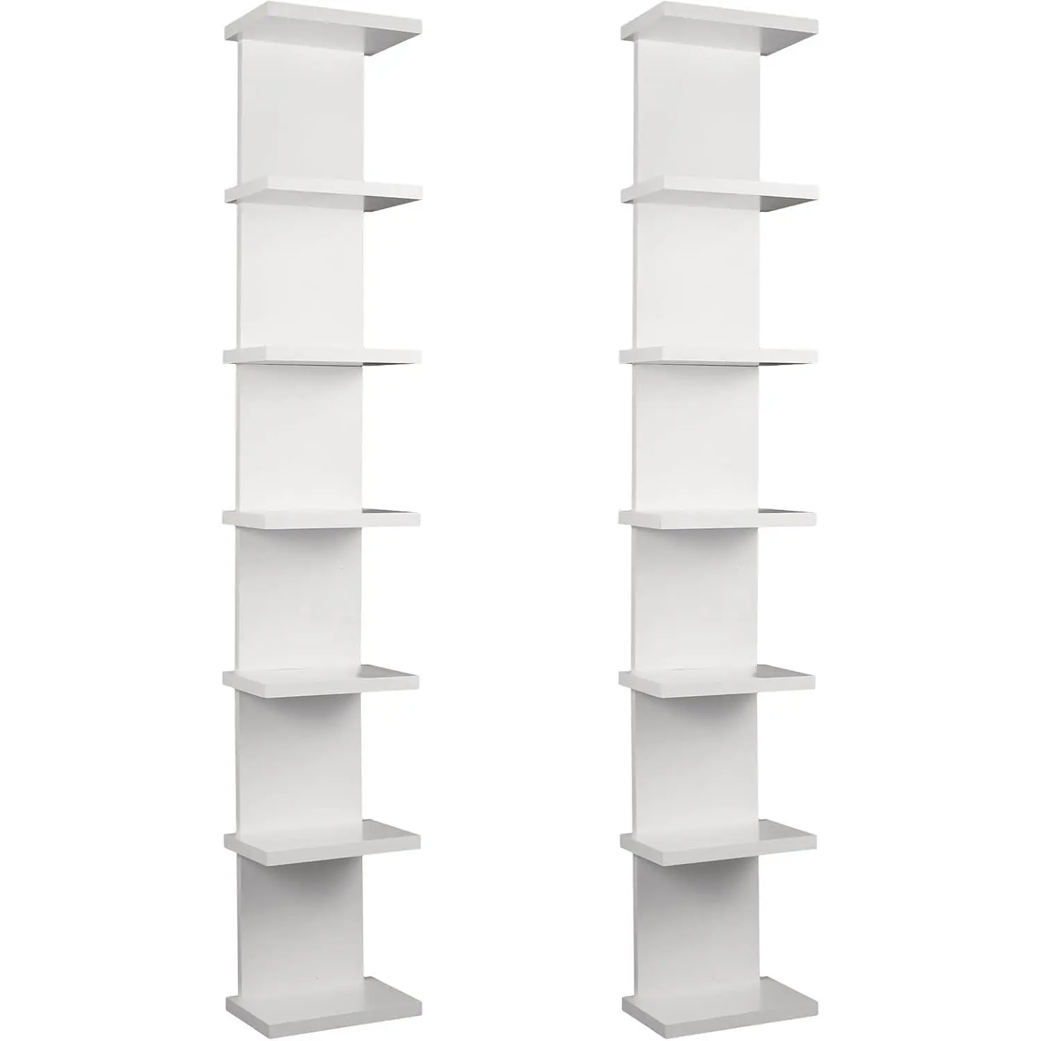 2 Pack 7 Tier Wall Shelf Unit - 7-Tier Lack Floating Shelf, Compact Display Floating Shelves, Vertical Column Wall Decor Mount Float Storage Tall Tower Shelves for Bedrooms, Living Rooms Sibosen