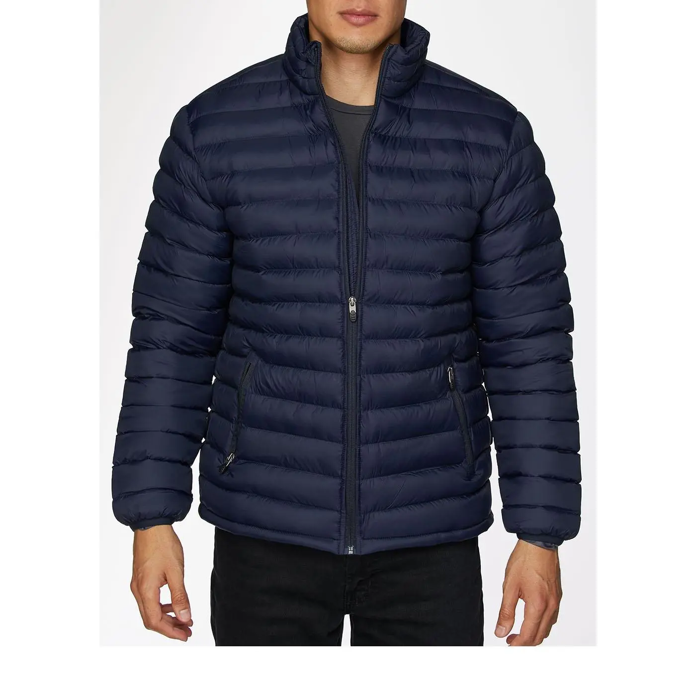 Men's Nylon Quilted Puffer Jacket -NJ640-Navy