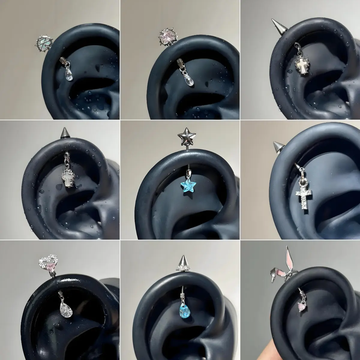 Titanium Steel Demon Stud Water Drop Pendant Helix Earrings - Edgy-Cute Light Luxury High-End Exquisite Women's Earrings Hypoallergenic Gold Plated Sparkling Zirconia