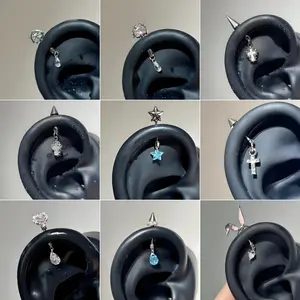 Titanium Steel Demon Stud Water Drop Pendant Helix Earrings - Edgy-Cute Light Luxury High-End Exquisite Women's Earrings Hypoallergenic Gold Plated Sparkling Zirconia