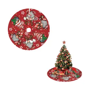 Gnomes Christmas Decor for Tree, Christmas Tree Skirt  48in, Xmas Tree Mat for Christmas New Year Holiday Party Decor Indoor Outdoor