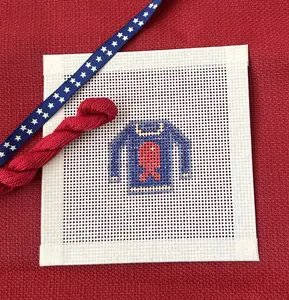 Fish Coastal Grandma Sweater Hand Painted Needlepoint Canvas | Charm Size | May Summer