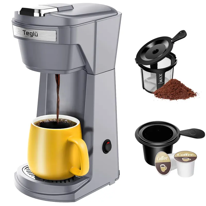 Single Serve Coffee Maker - Compatible with K-Cup Pods & Ground Coffee, 6  to 14oz Reservoir, Auto Shut-off, Compact Size (Green) - TikTok Shop