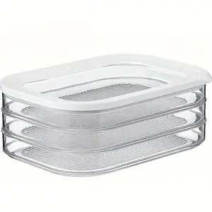 Stackable Food Storage Containers, Refrigerator Organizer Box, Meat Preservation Box, Sealed Leak-Proof Design, Reusable for Freezer